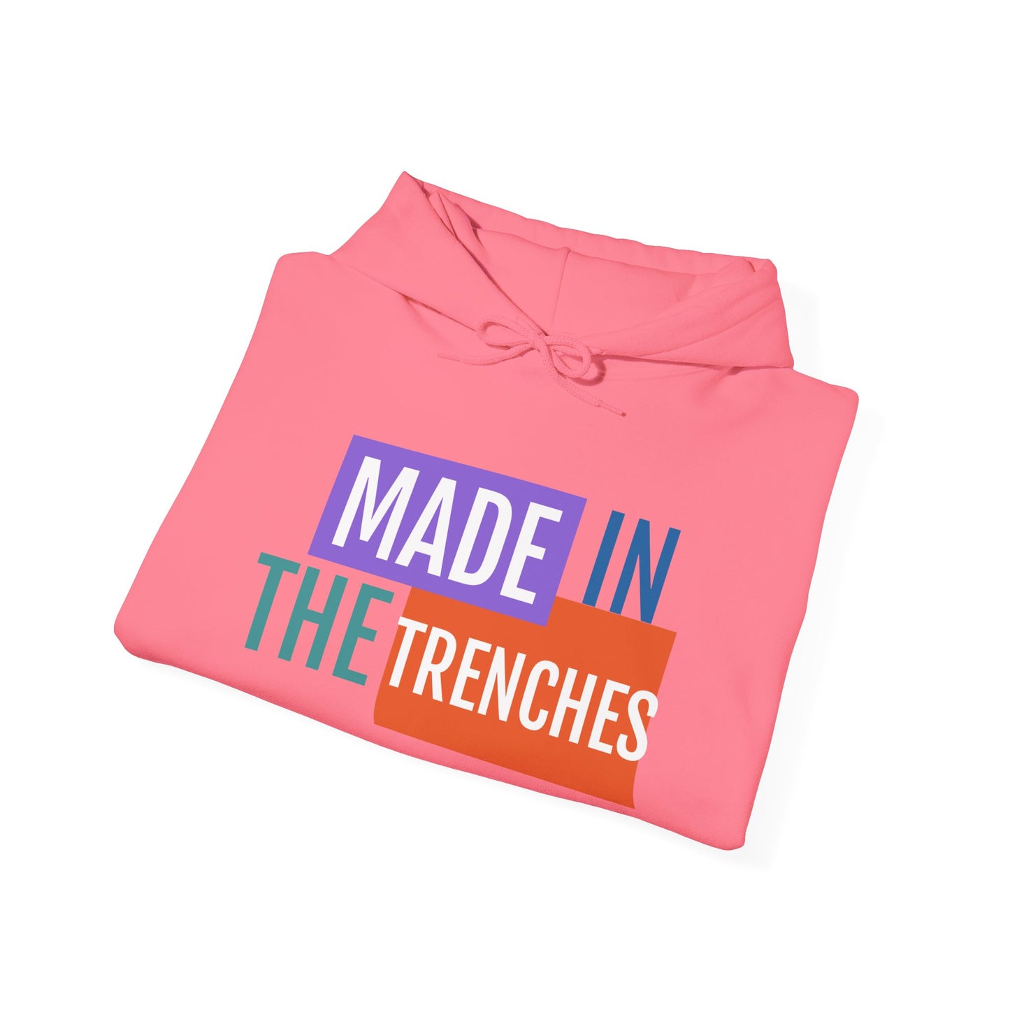 Made in the Trenches Hoodie | Bold Color Block Typography