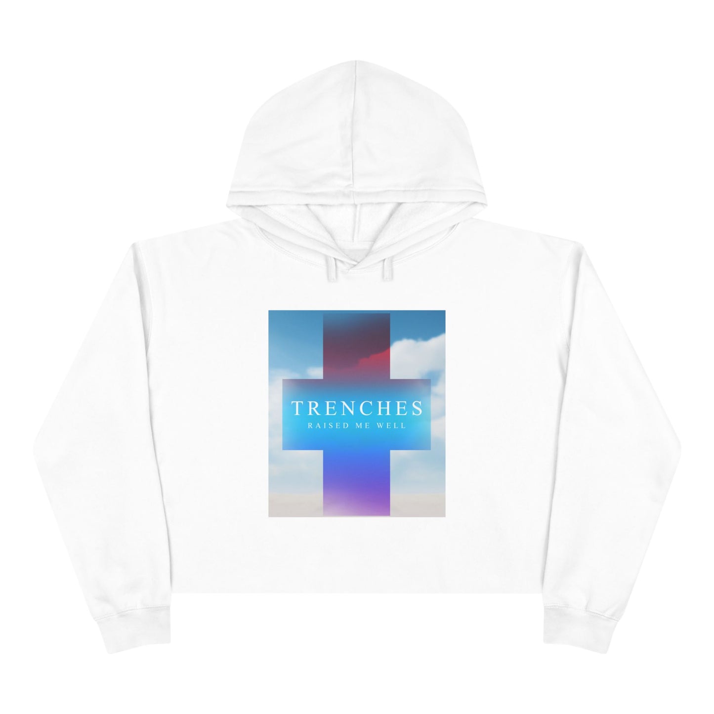 Trenches Cross Album Art Crop Hoodie | Sky Gradient Graphic