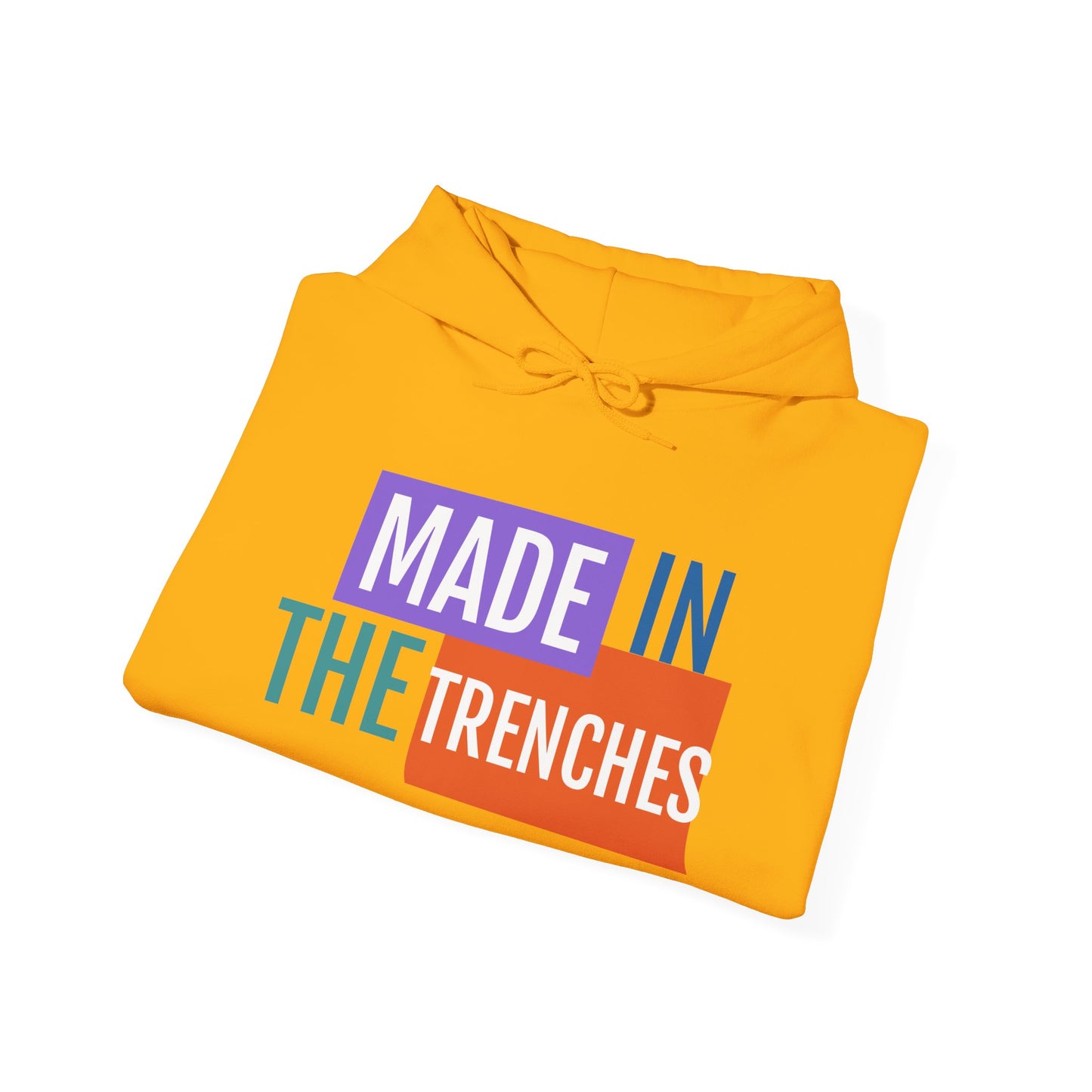 Made in the Trenches Hoodie | Bold Color Block Typography