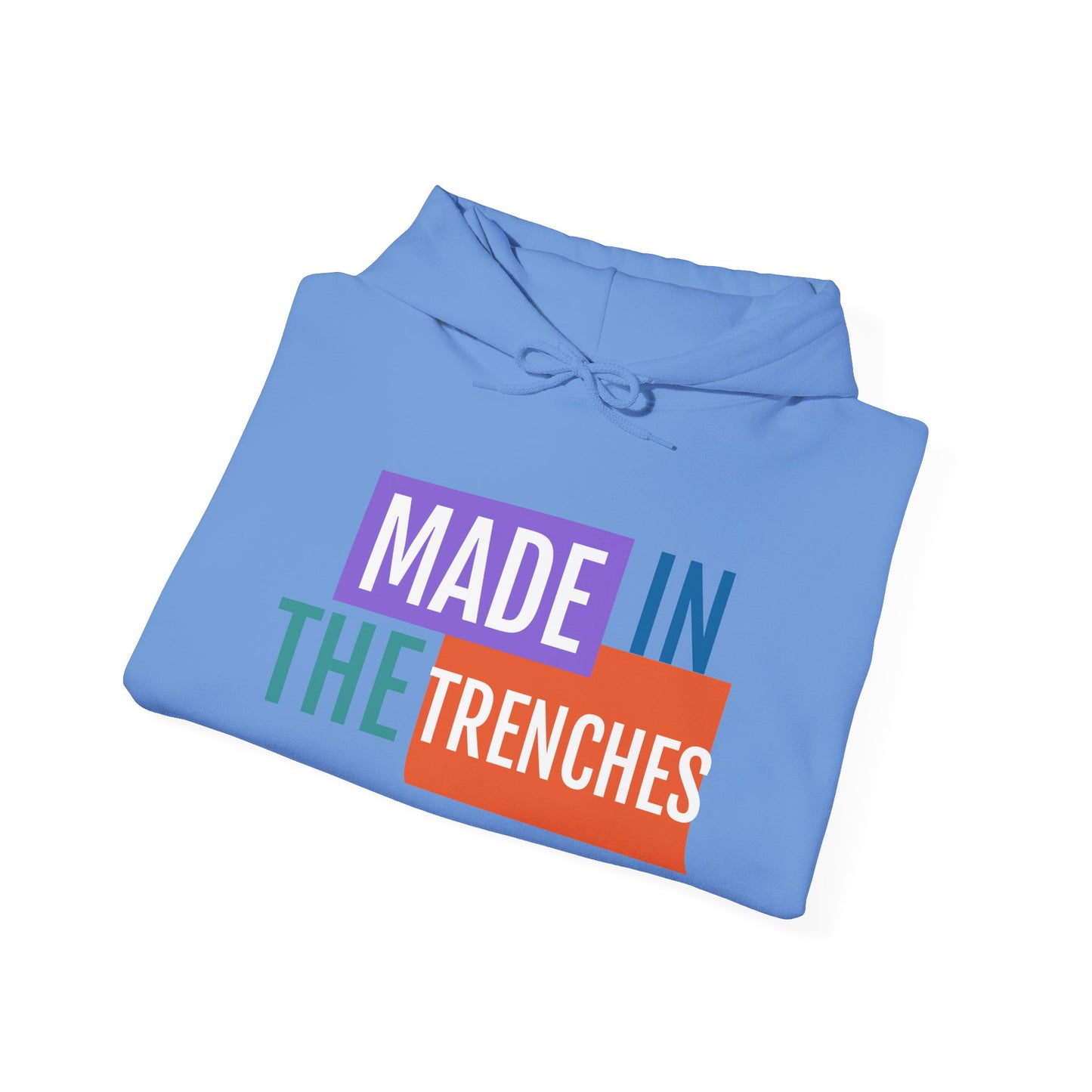 Made in the Trenches Hoodie | Bold Color Block Typography