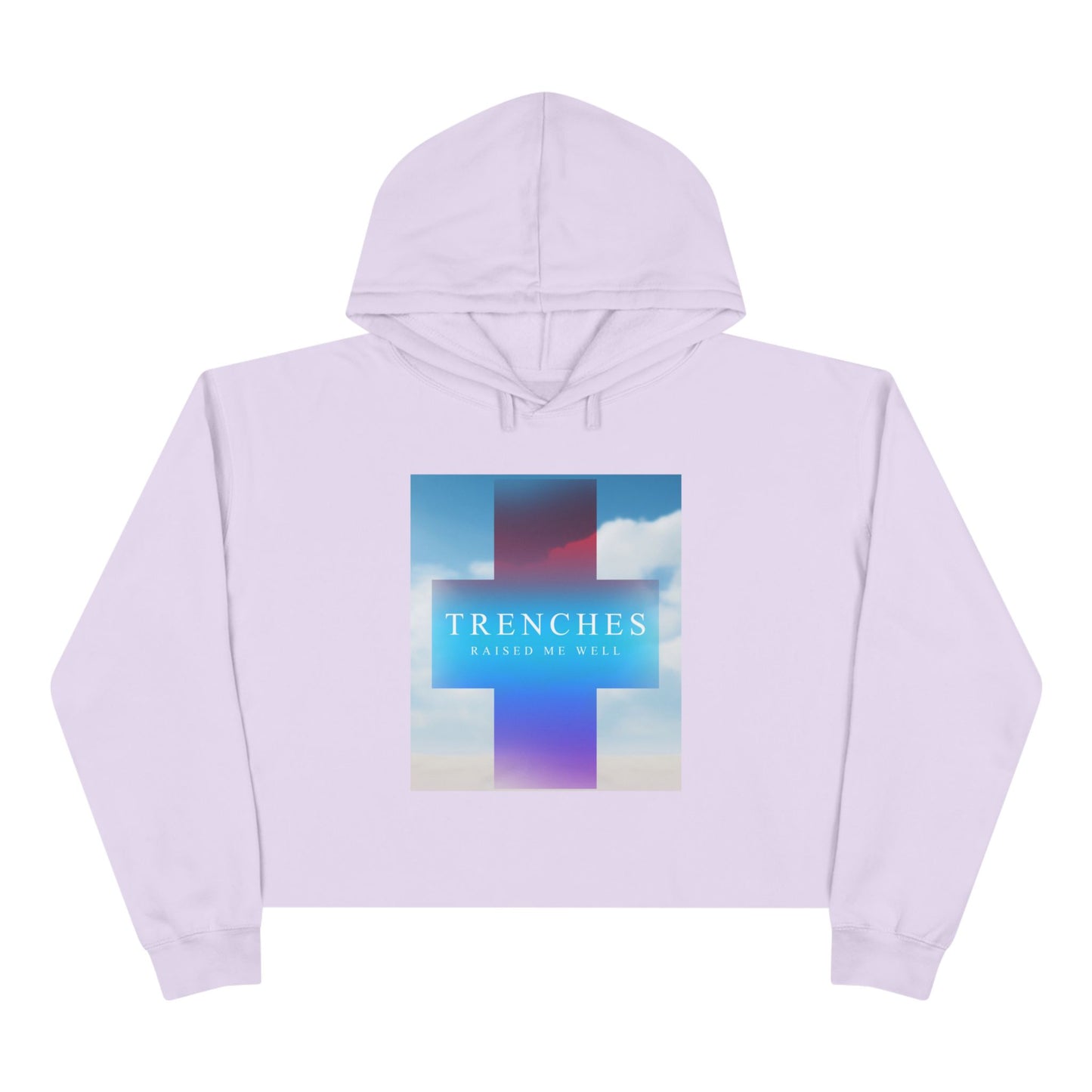 Trenches Cross Album Art Crop Hoodie | Sky Gradient Graphic