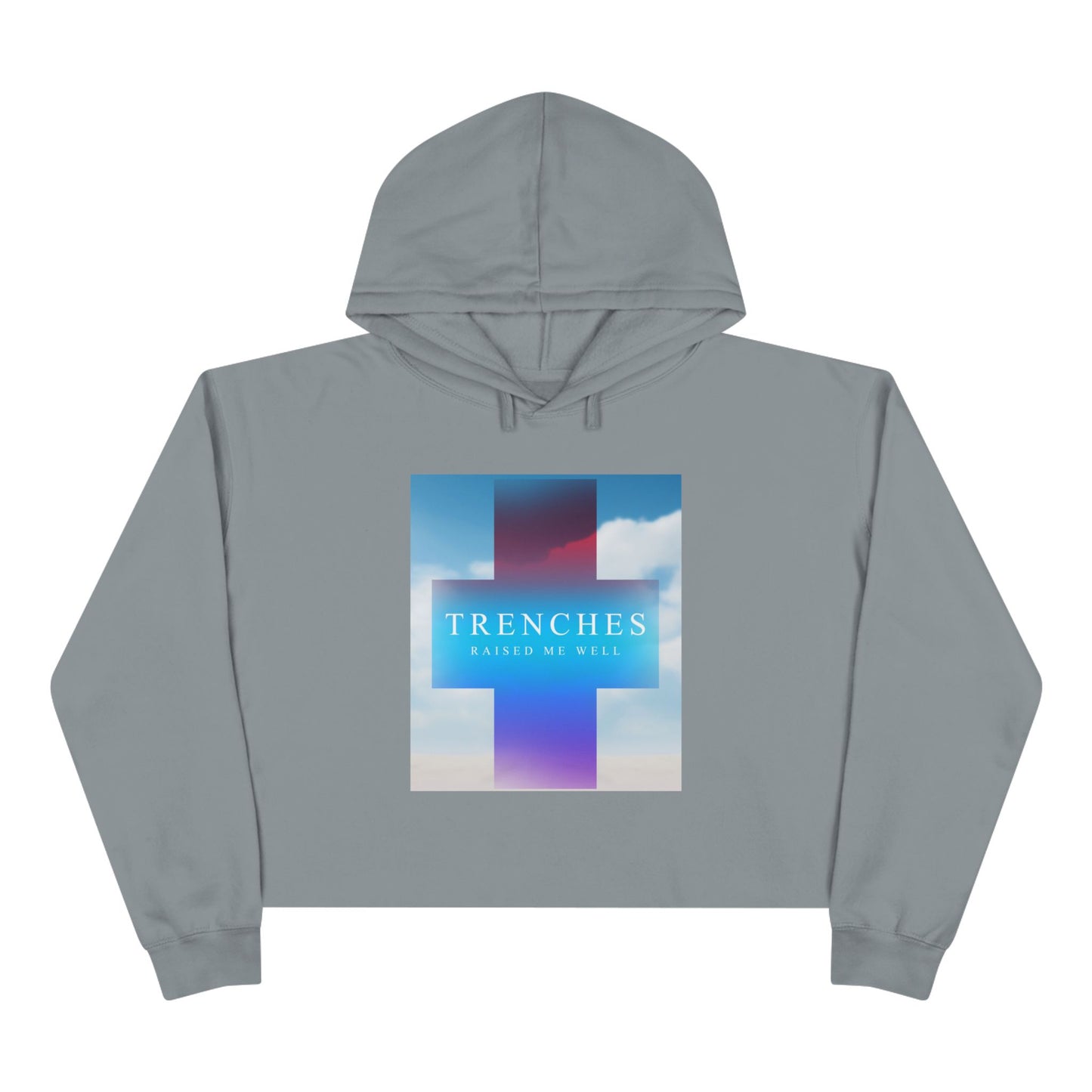 Trenches Cross Album Art Crop Hoodie | Sky Gradient Graphic