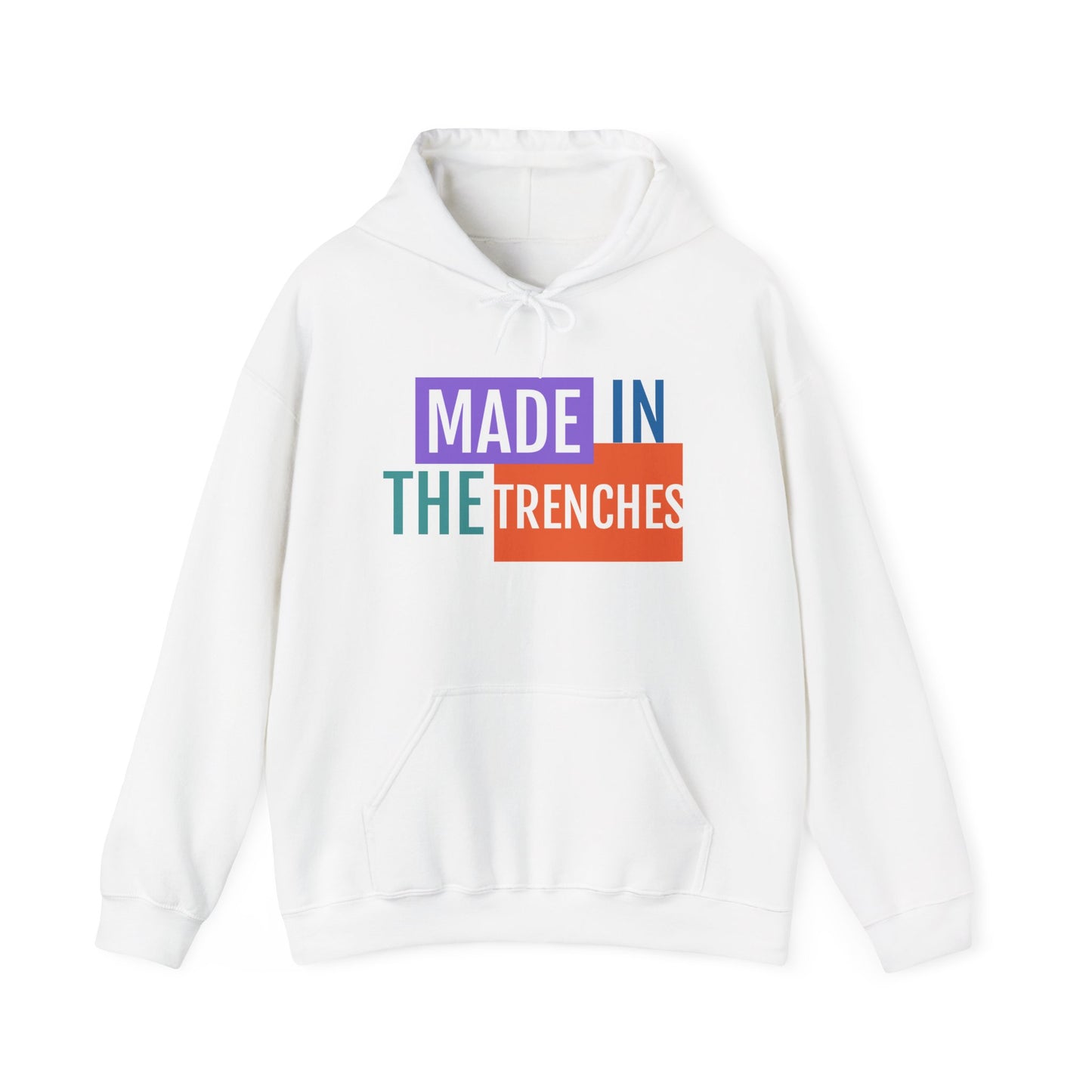 Made in the Trenches Hoodie | Bold Color Block Typography
