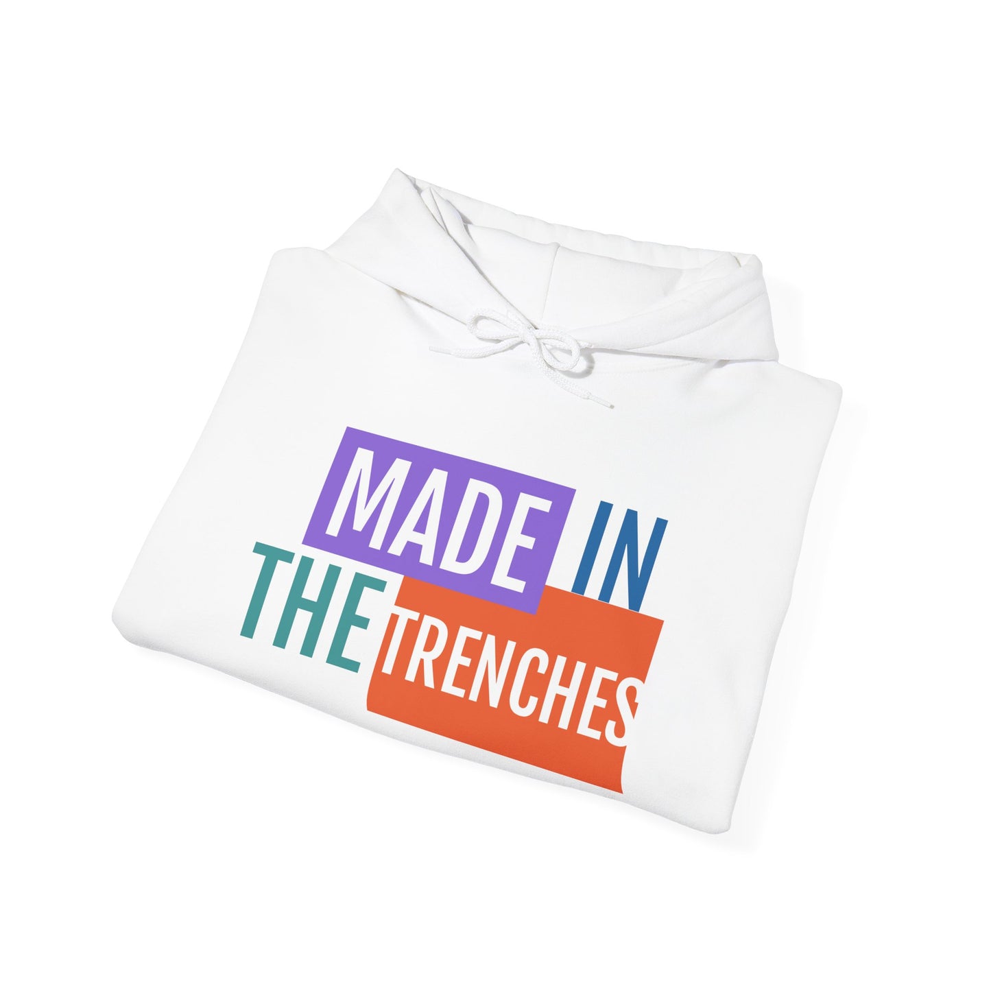 Made in the Trenches Hoodie | Bold Color Block Typography