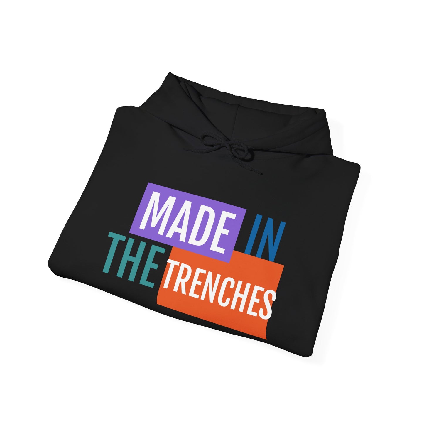 Made in the Trenches Hoodie | Bold Color Block Typography