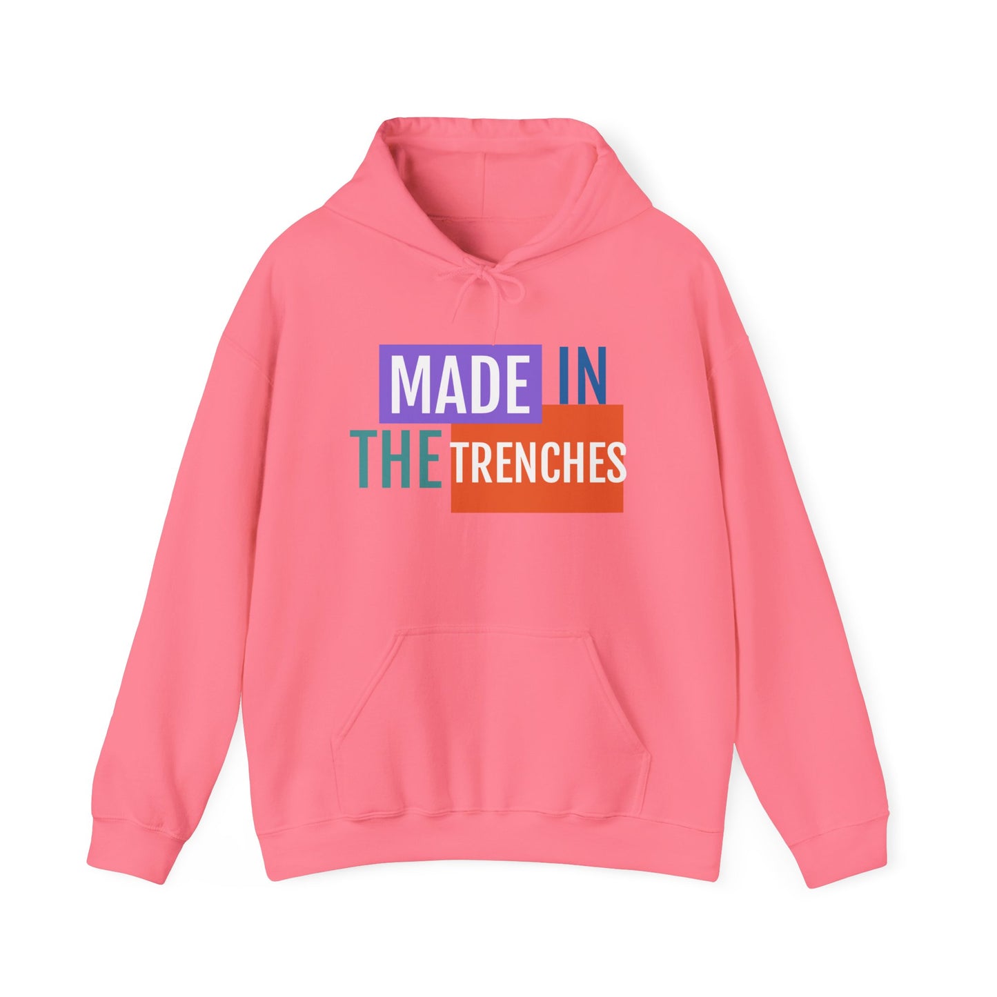 Made in the Trenches Hoodie | Bold Color Block Typography