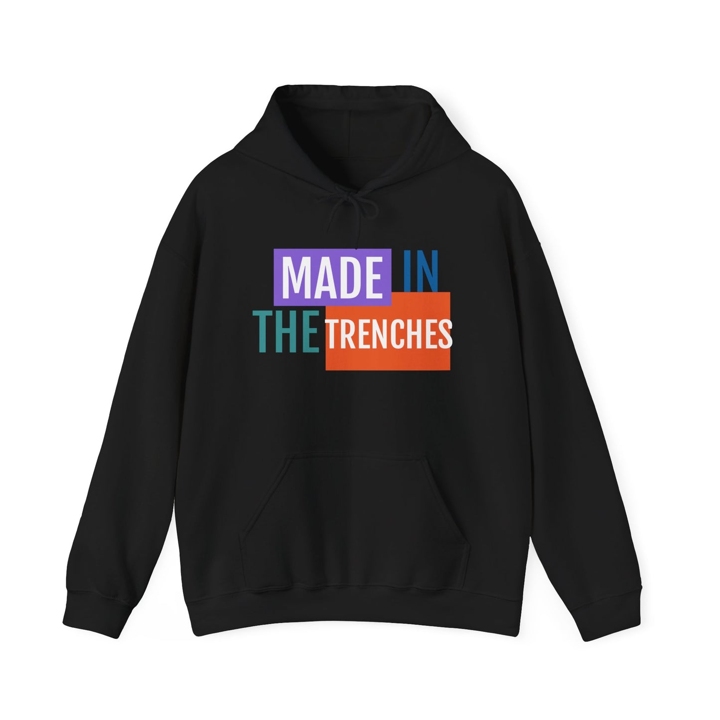 Made in the Trenches Hoodie | Bold Color Block Typography